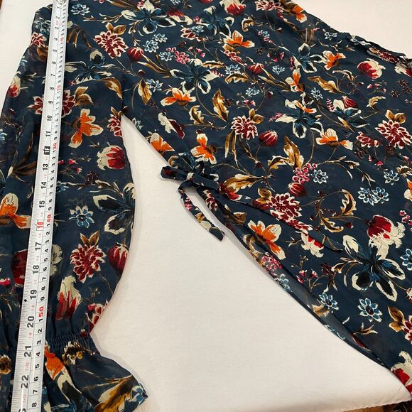 ~ ZARA  Sheer* XS Tunic Blouse/Dress Floral Botanical Boho Button Up Long Sleeve - Picture 8 of 16